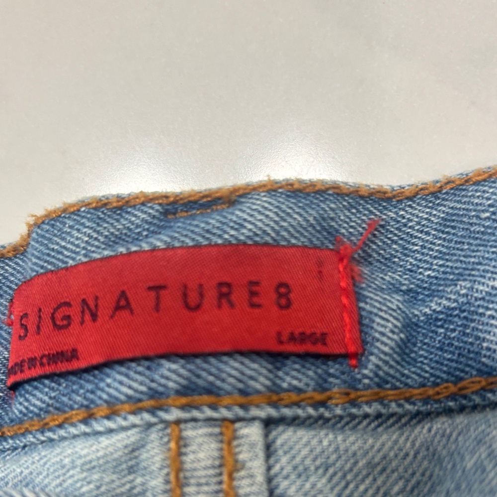 Signature8 Light Blue Frayed Hem Jean Shorts 100%cotton - Picture 8 of 16